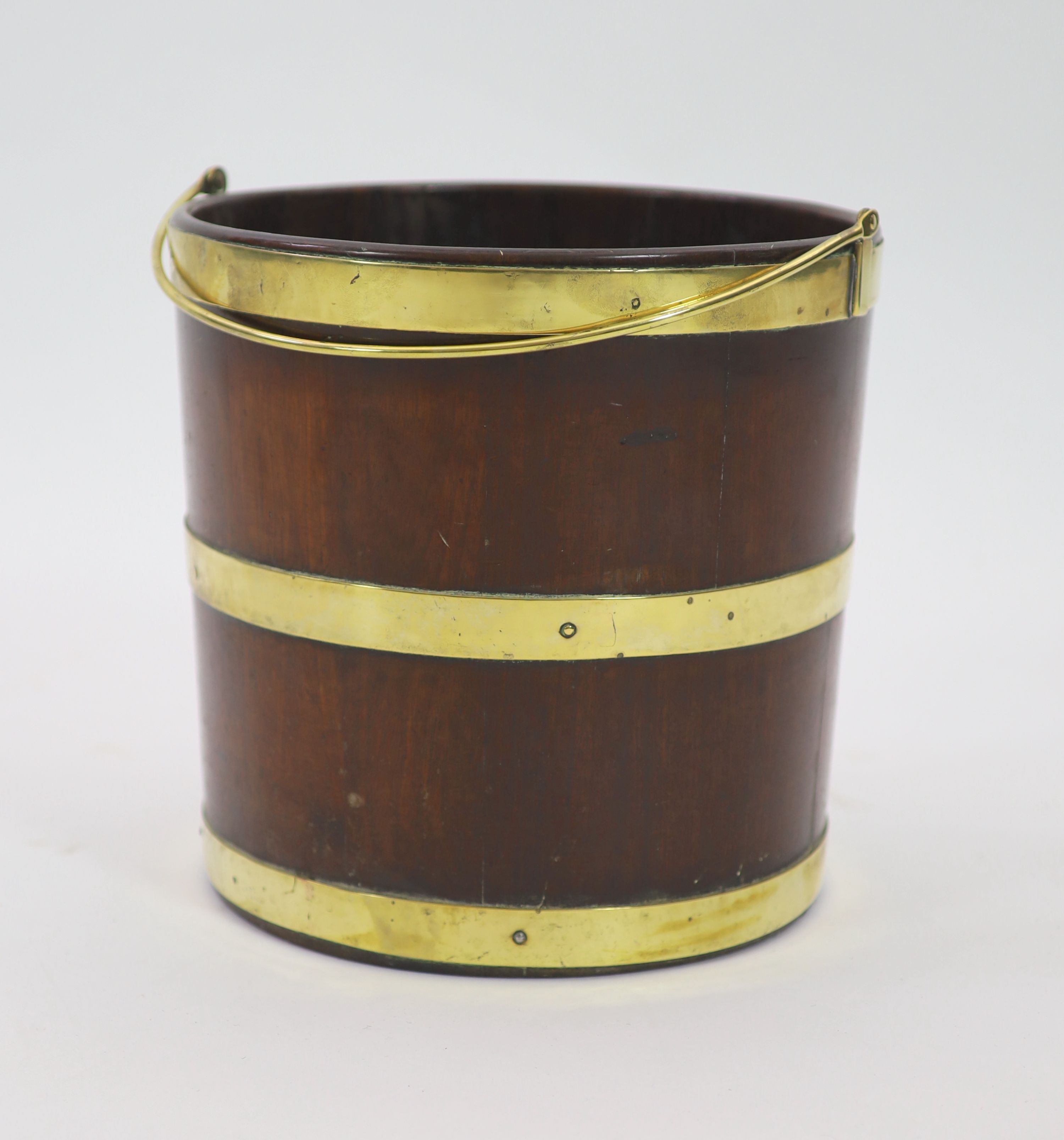 A George III mahogany peat bucket, W.31cm H.29cm